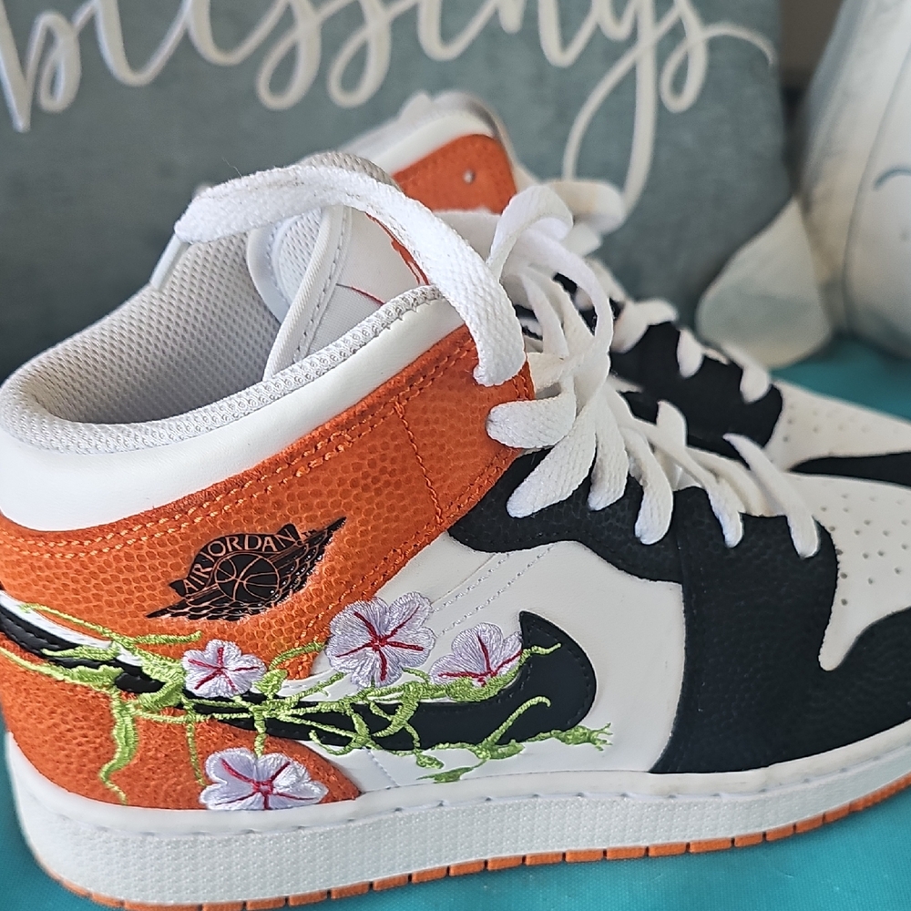 Jordan Kids Sneakers in Orange, Black, and White